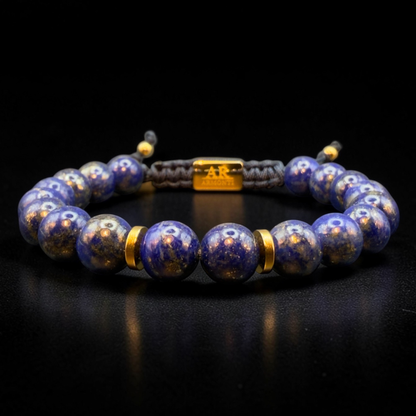 Men's round lapis lazuli stone bracelet