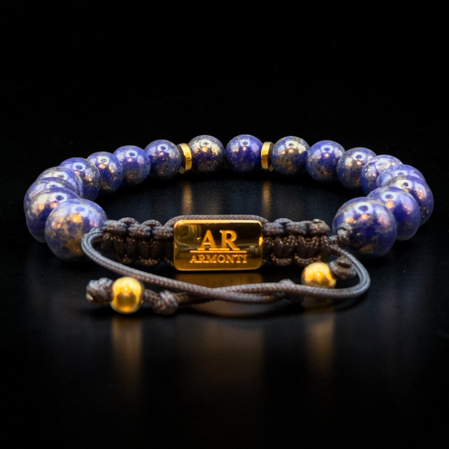 Men's round lapis lazuli stone bracelet
