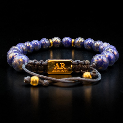 Men's round lapis lazuli stone bracelet
