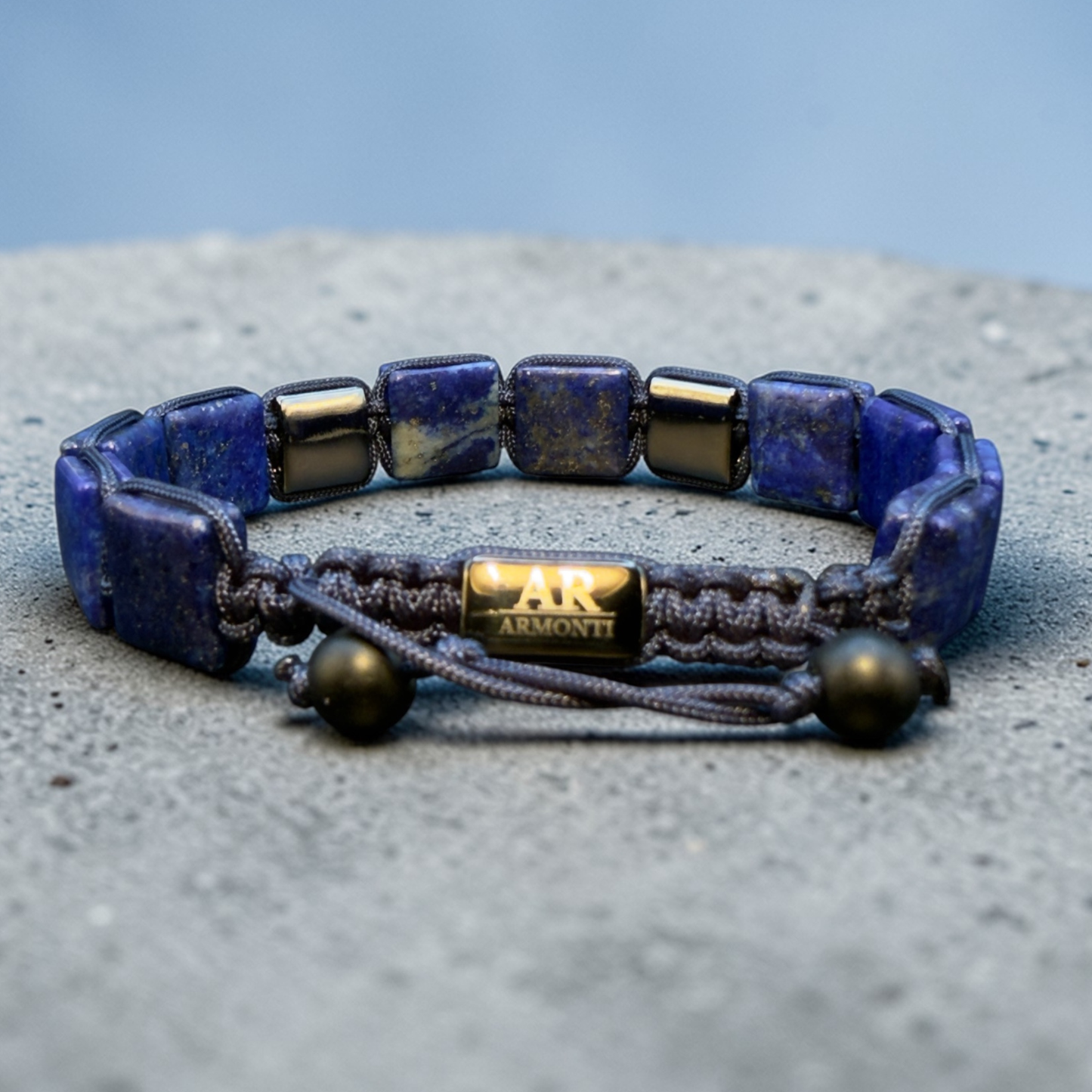 Men's Lapis Lazuli Flat Stone Bracelet