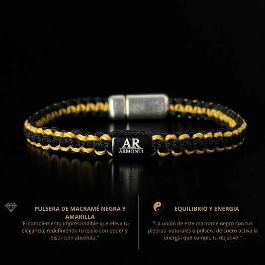 Pulsera MACRAMÉ Negro y amarillo hombre