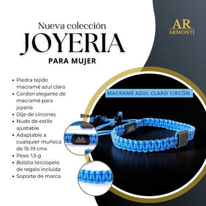 Pulsera azul turquesa de MACRAMÉ CIRCONITA para mujer