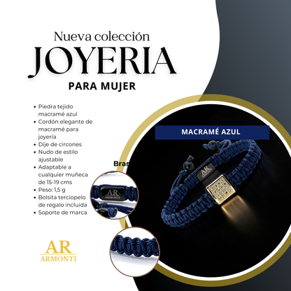 Blue MACRAME CIRCONIA bracelet for women