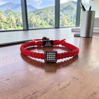 Pulsera roja MACRAMÉ CIRCONITA para mujer