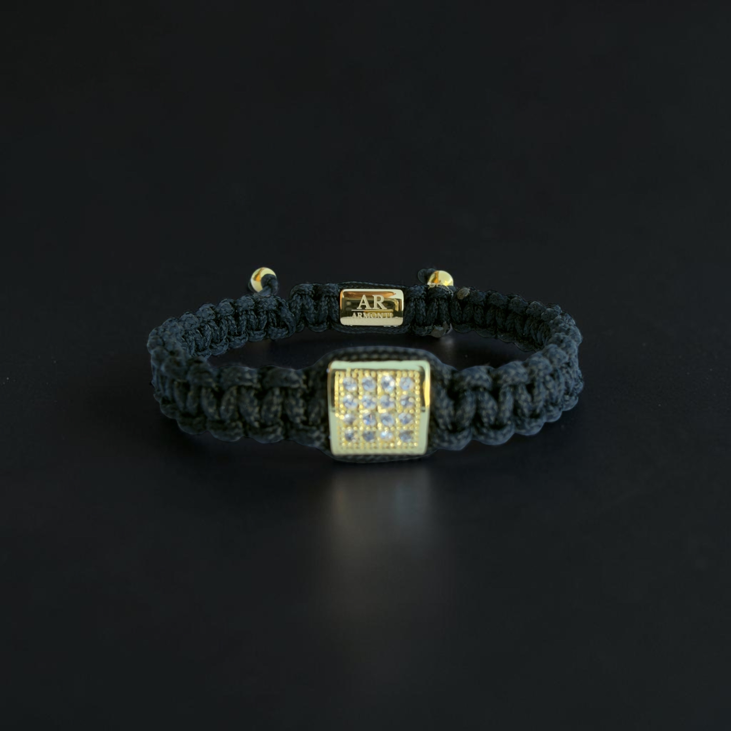Pulsera negra MACRAMÉ circonita mujer