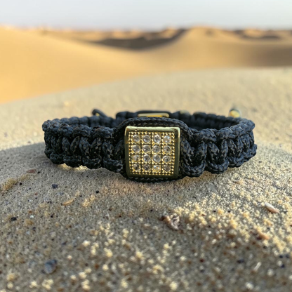 Pulsera negra MACRAMÉ circonita mujer