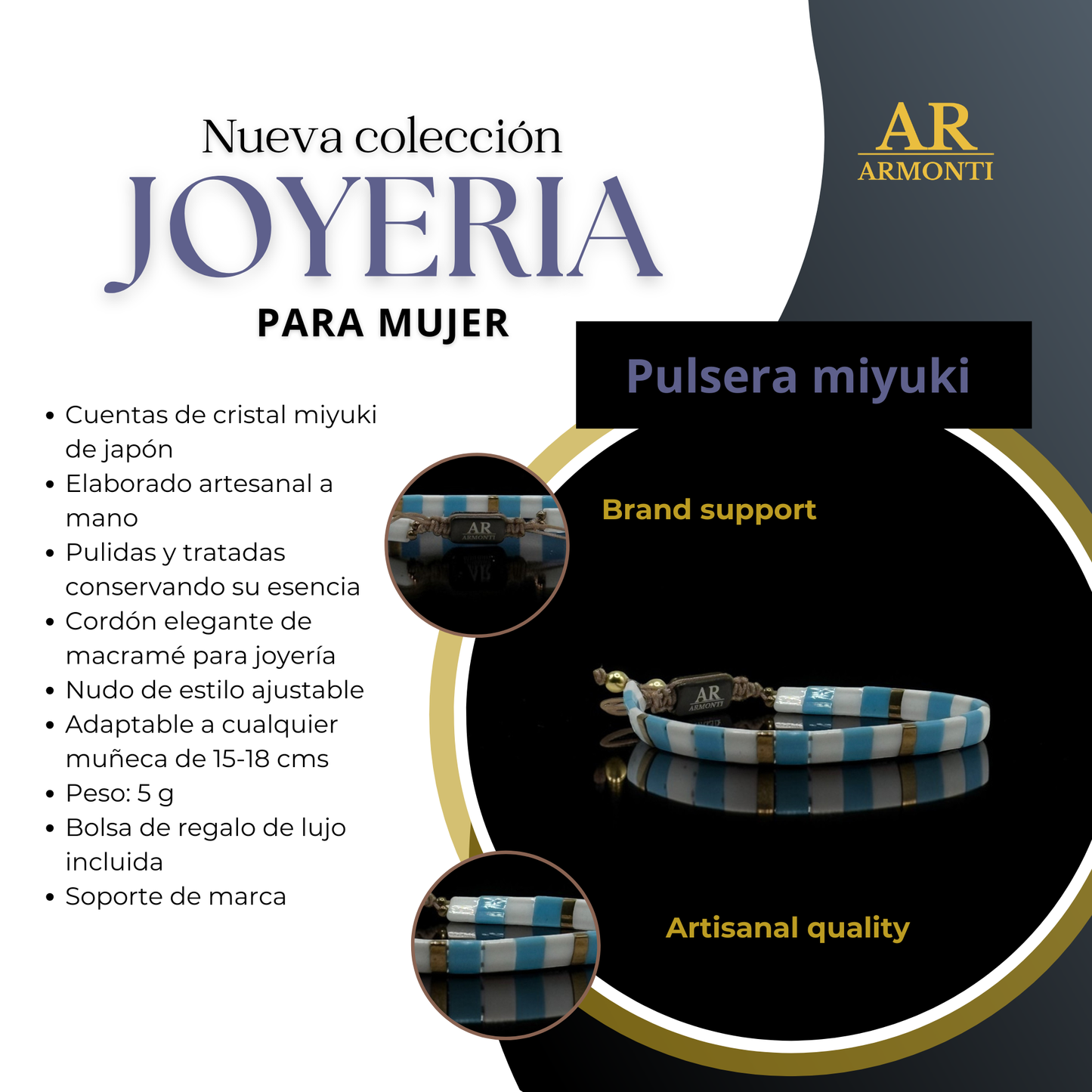 Pulsera miyuki japón mujer azul claro y blanco mujer