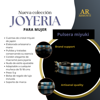 Pulsera miyuki japón mujer azul claro y blanco mujer