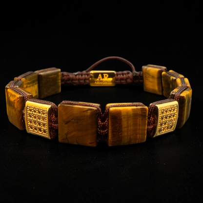 Pulsera OJO DE TIGRE amarilla cuadrada para hombre