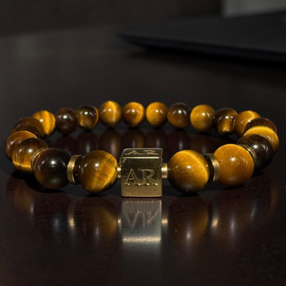 Pulsera ojo de tigre amarillo 8mm hombre