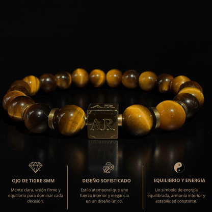 Pulsera ojo de tigre amarillo 8mm hombre
