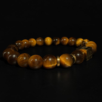Pulsera ojo de tigre amarillo 8mm hombre