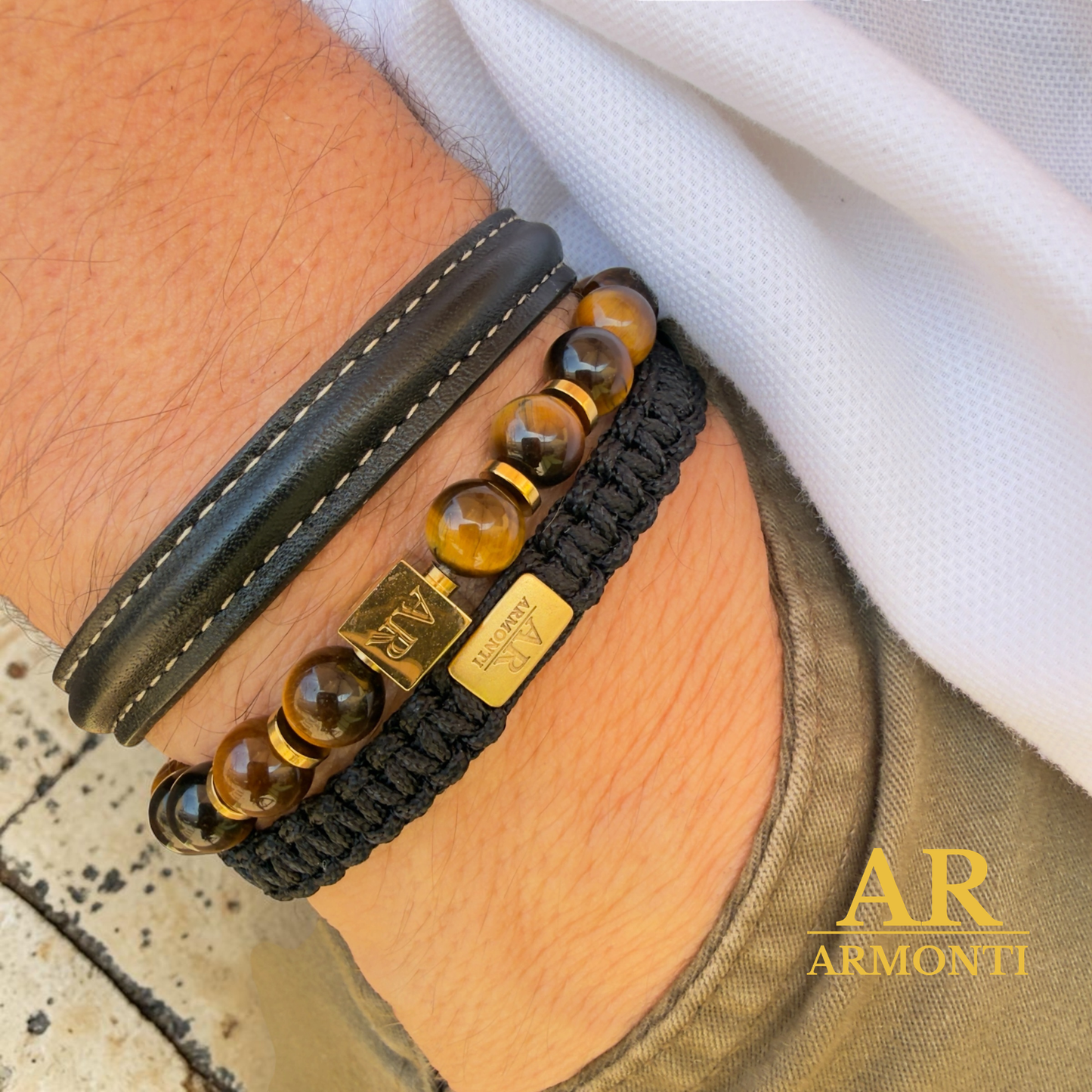 Pulsera ojo de tigre amarillo 8mm hombre