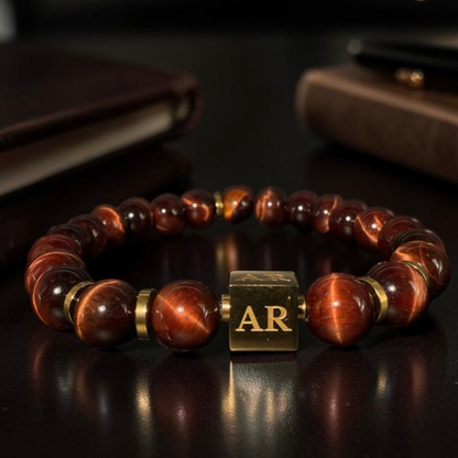 Pulsera ojo de tigre rojo 8mm hombre