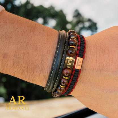 Pulsera ojo de tigre rojo 8mm hombre