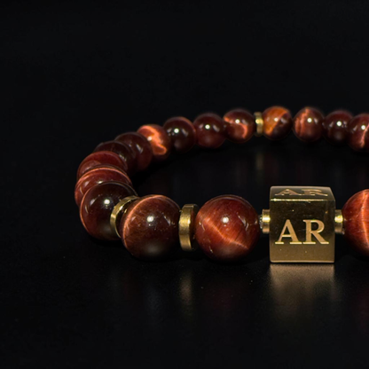 Pulsera ojo de tigre rojo 8mm hombre