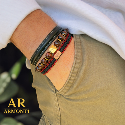 Pulsera ojo de tigre rojo 8mm hombre