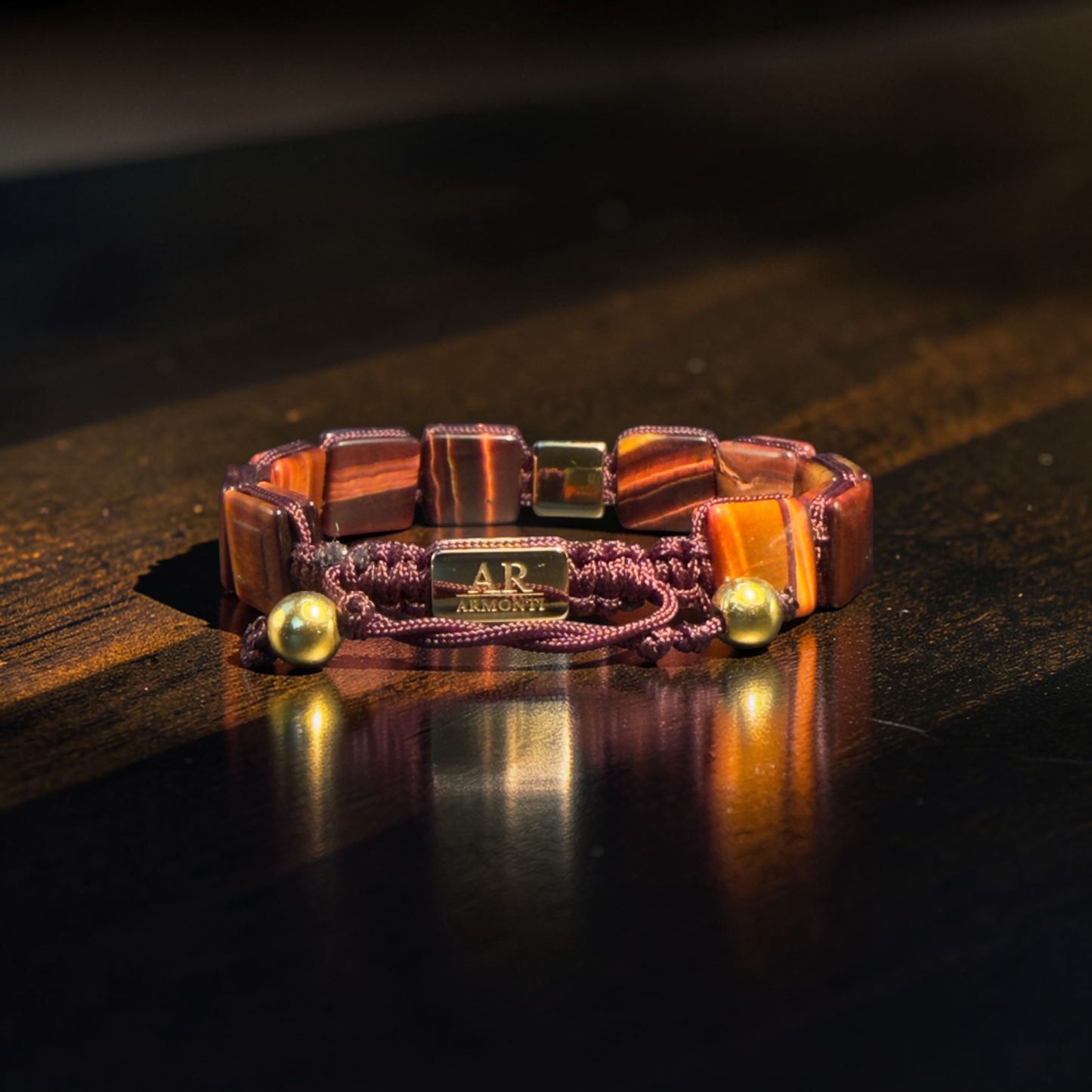 Pulsera ojo de tigre rojo plana mujer