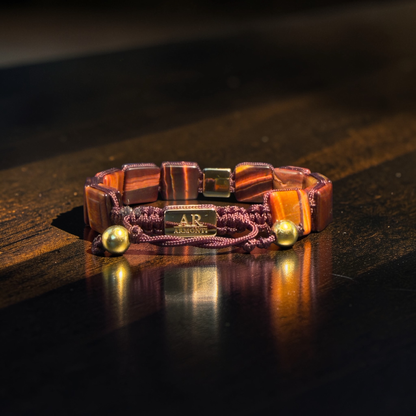 Pulsera ojo de tigre rojo plana mujer