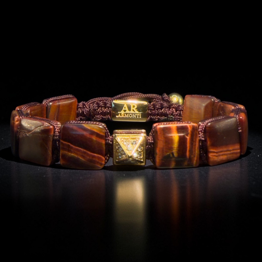 Pulsera ojo de tigre rojo plana mujer