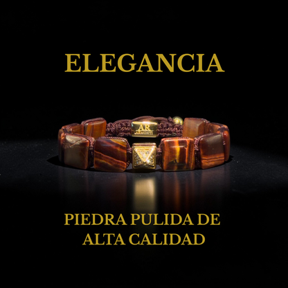 Pulsera ojo de tigre rojo plana mujer