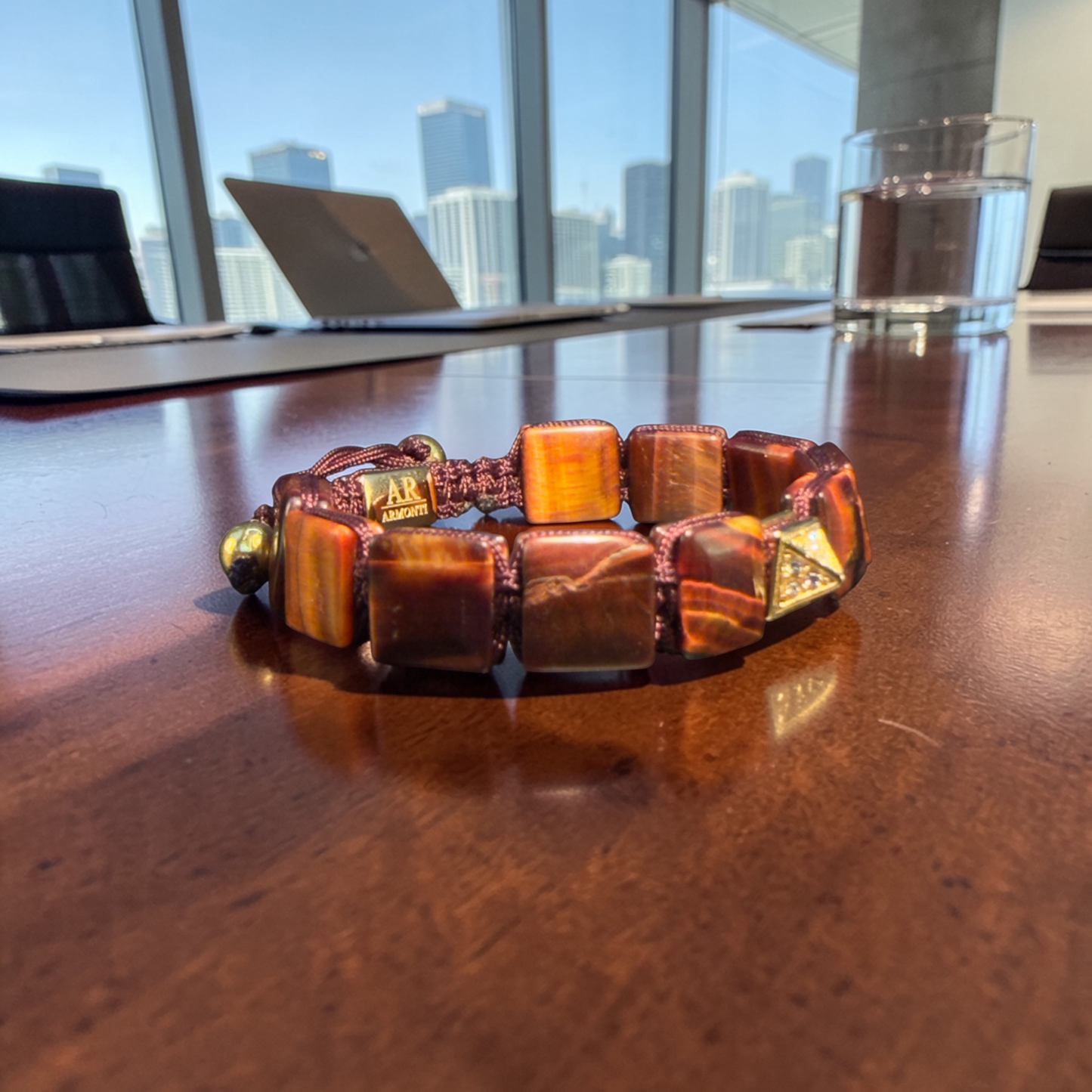 Pulsera ojo de tigre rojo plana mujer