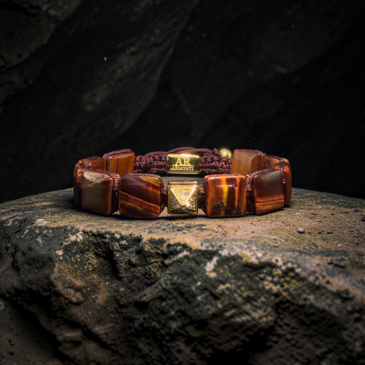 Pulsera ojo de tigre rojo plana mujer
