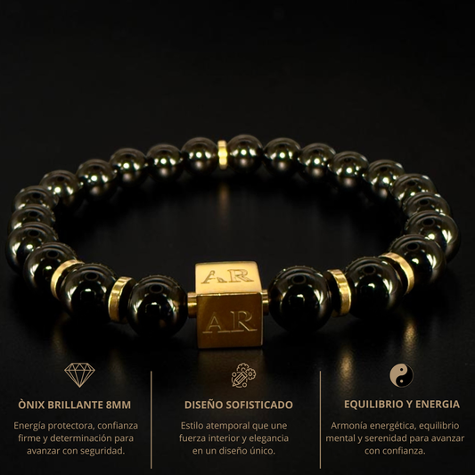 Pulsera ónix brillante 8mm hombre