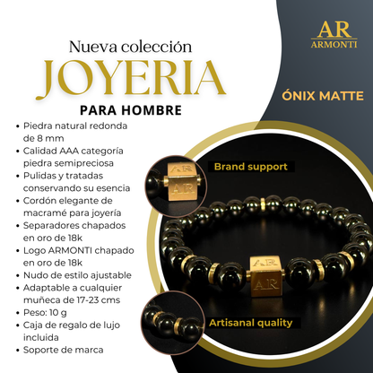 Pulsera ónix brillante 8mm hombre