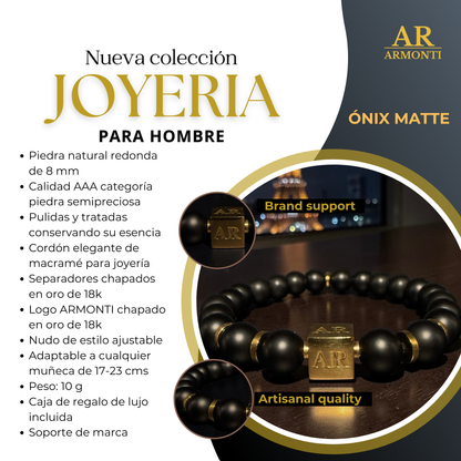 Pulsera de ónix matte 8mm hombre