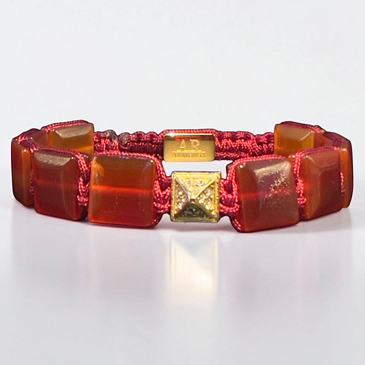 Pulsera de Ágata Roja cuadrada oro 18k para mujer