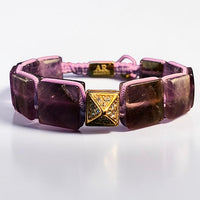 Pulsera de Amatista Natural cuadrada oro 18k para Mujer