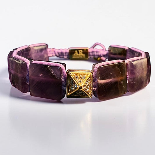 Pulsera de Amatista Natural cuadrada oro 18k para Mujer