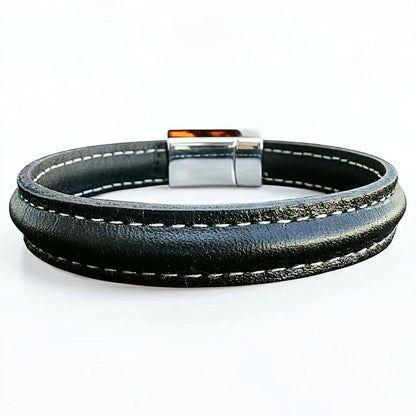 Pulsera de Cuero Plano cosido para Hombre