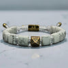 Pulsera de Howlita Natural Cuadrada oro 18k para Mujer