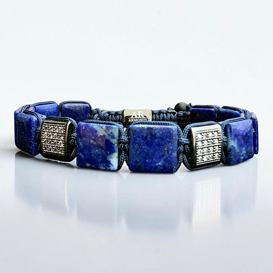 Pulsera de Lapislázuli Natural Cuadrada para Hombre