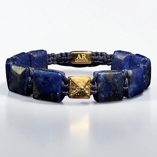 Pulsera Lapislázuli Cuadrada oro 18k para mujer
