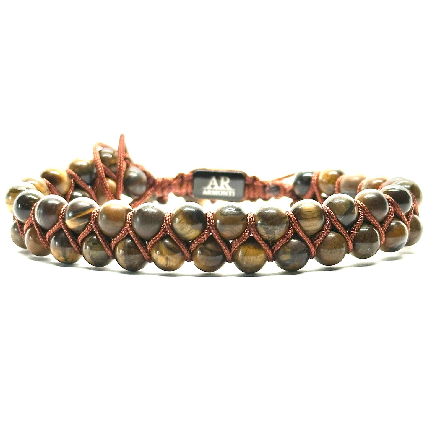 Pulsera doble de piedras redondas OJO DE TIGRE para hombre