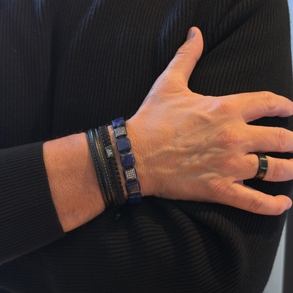 Men's Lapis Lazuli Flat Stone Bracelet