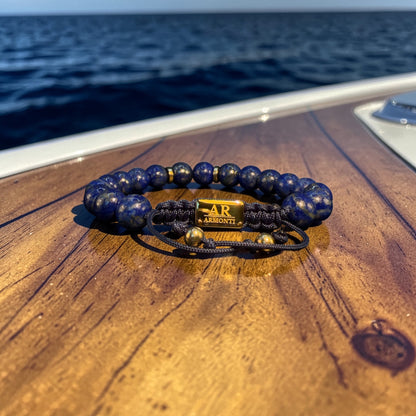 Men's round lapis lazuli stone bracelet