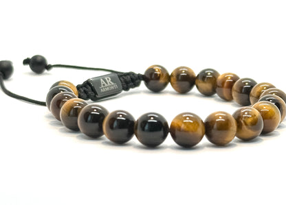 Pulsera de piedra redonda OJO DE TIGRE para hombre