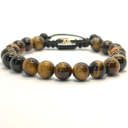 Pulsera de piedra redonda OJO DE TIGRE para hombre