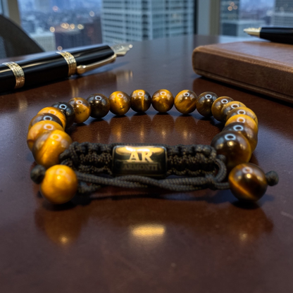 Men's Tiger's Eye Round Stone Bracelet