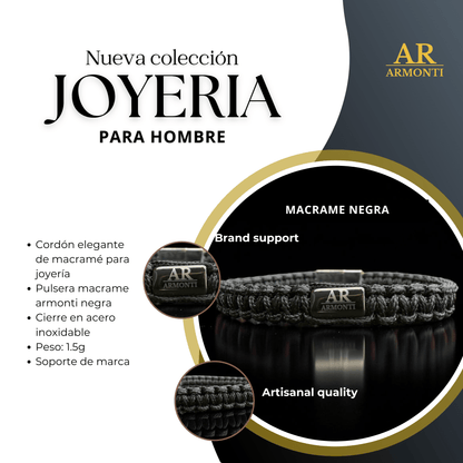 Pulsera MACRAMÉ negra hombre - Pulsera de Macramé - ARMONTI
