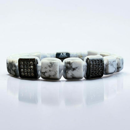 Men's Square Natural Howlite Bracelet