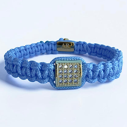 Pulsera de Macramé Azul Turquesa Circonita para Mujer
