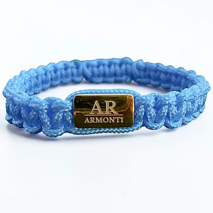 Turquoise Blue Macramé Bracelet with gold logo for Women