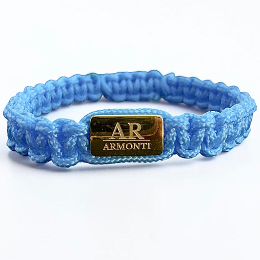 Turquoise Blue Macramé Bracelet with gold logo for Women