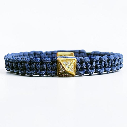 Pulsera de Macramé Azul Pirámide oro para Mujer