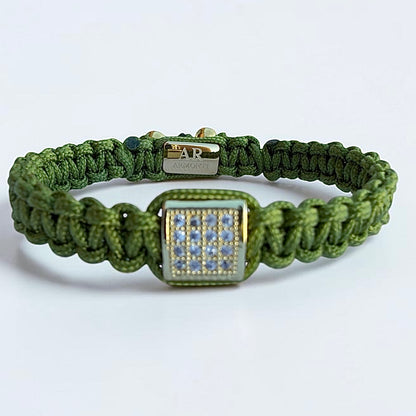 Green Macramé Cubic Zirconia Bracelet for Women